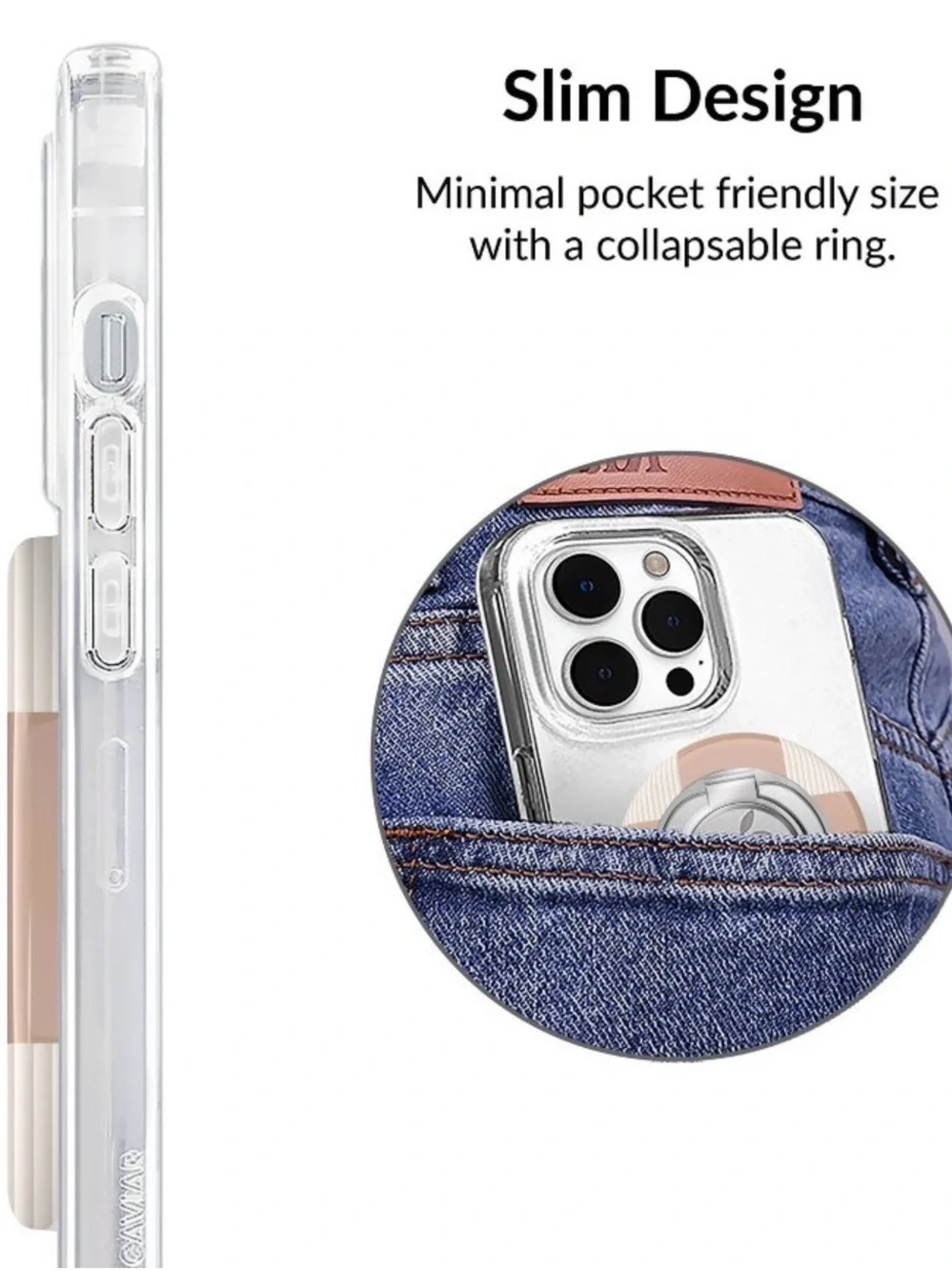 Neutral Beige & White Phone Ring Holder